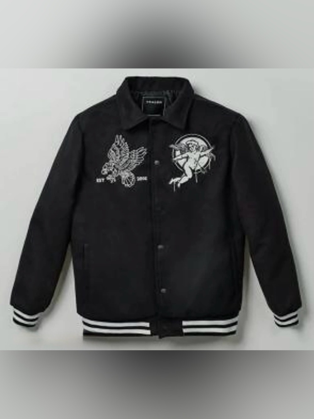 Reason Brand Corp Cherub Varsity Jacket Black White Size Medium